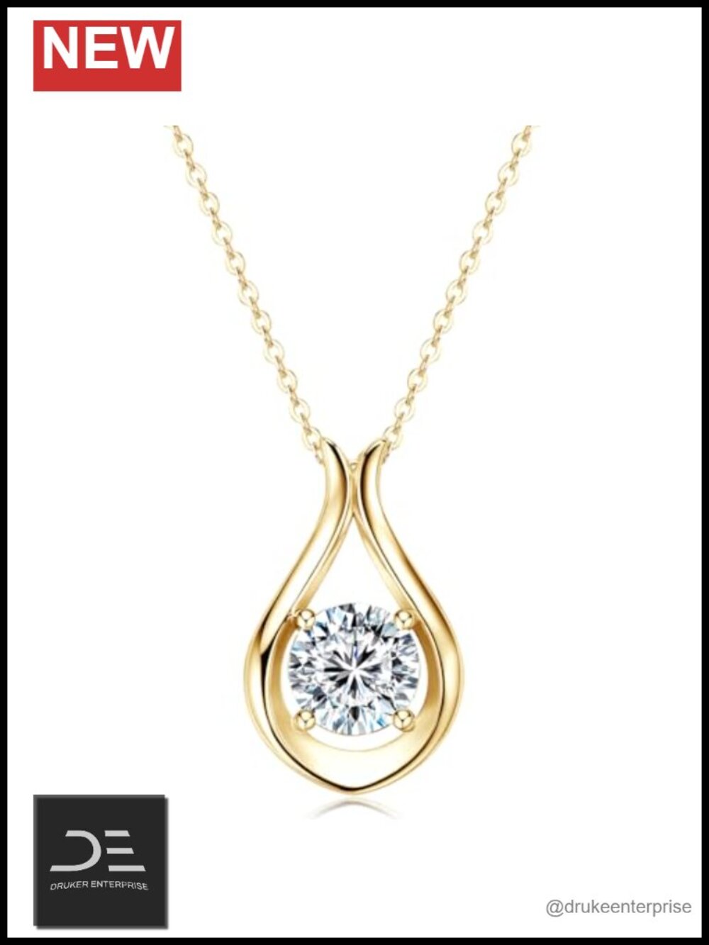 2CT Moissanite Infinity Pendant Necklace 925 Sterling Silver 18"